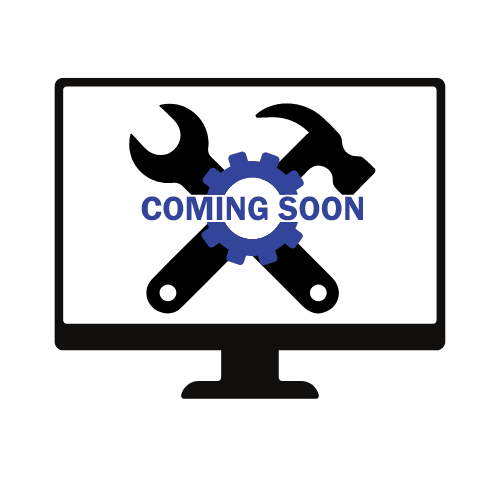 Black computer icon with a hammer and screwdriver crossed over it. The words 'Coming Soon' are displayed in blue on the screen.